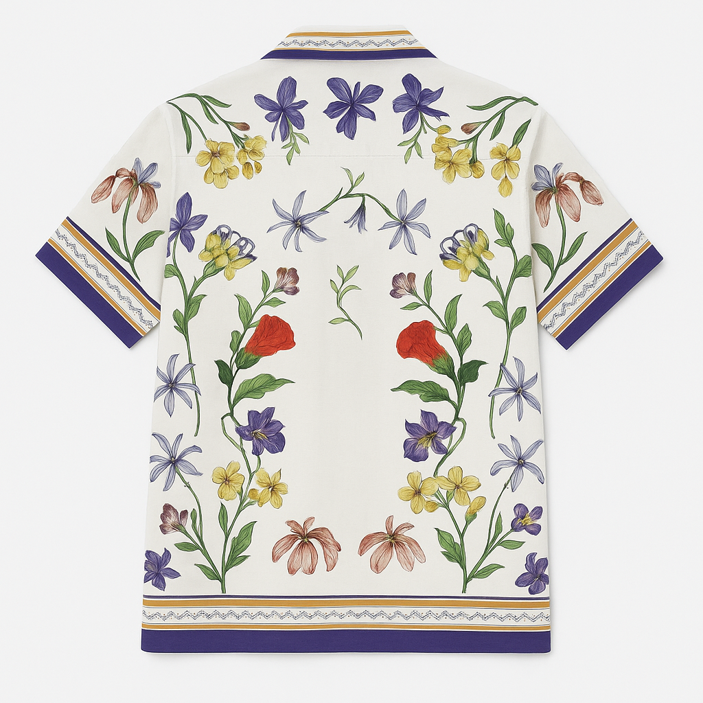 Baroque Floral Print Camp-Collar Shirt