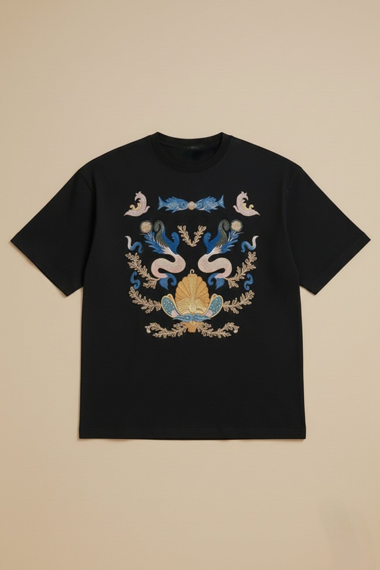 Black Marine Graphic Print T-Shirt