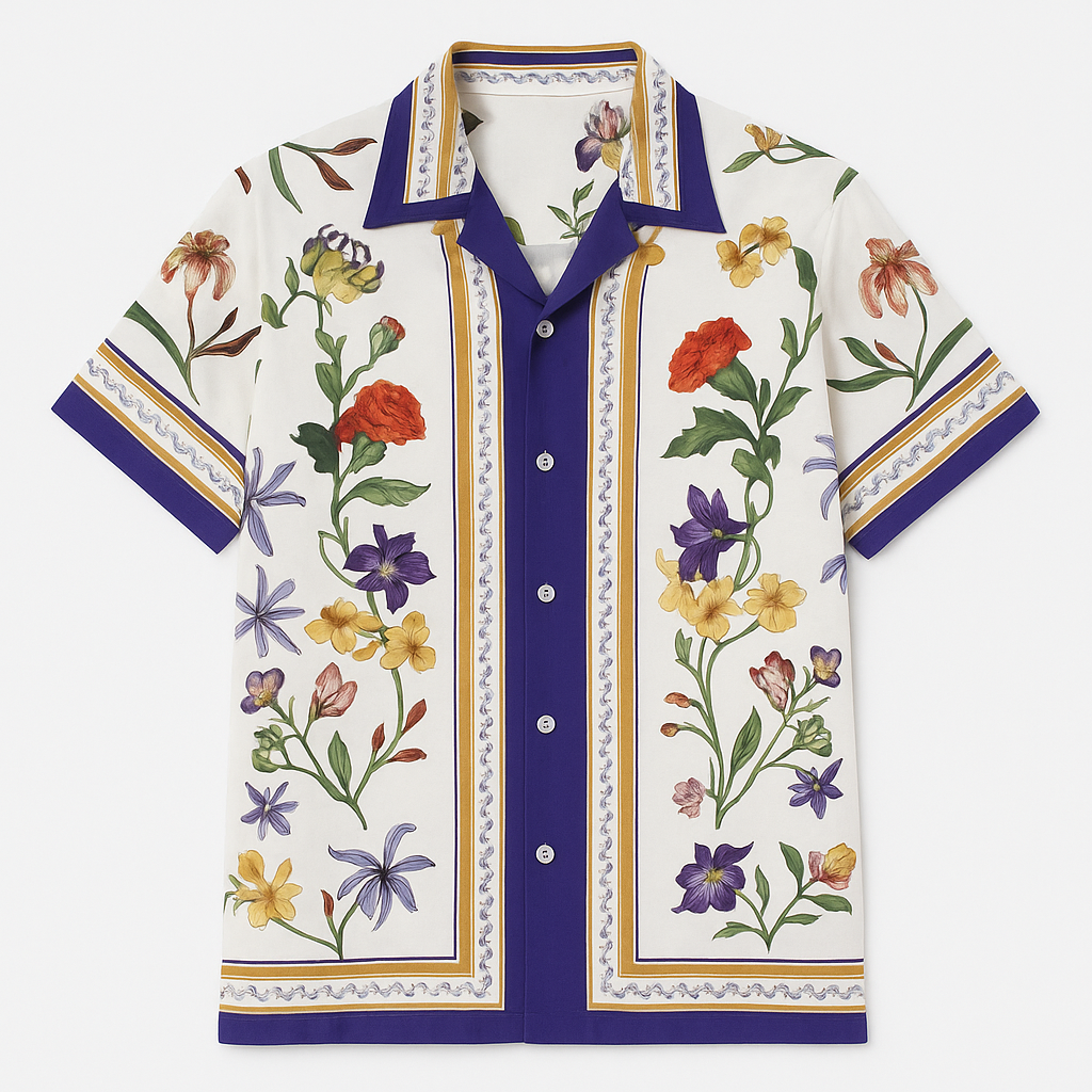 Baroque Floral Print Camp-Collar Shirt