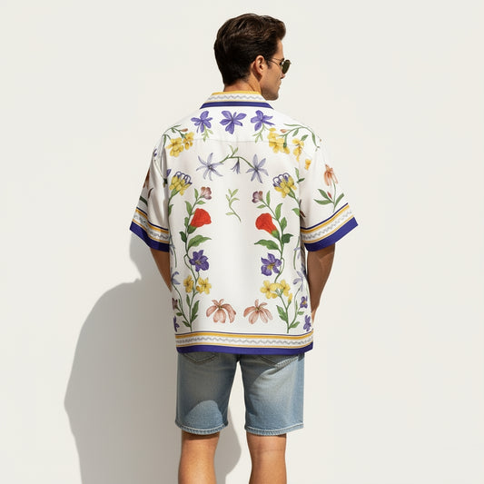 Baroque Floral Print Camp-Collar Shirt