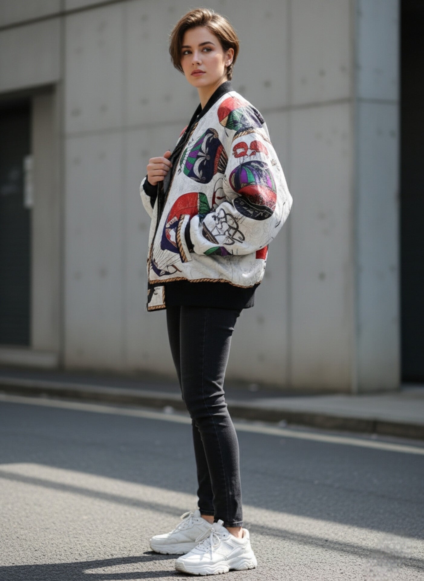 Vintage Silk Hot Air Balloon Paisley Bomber Jacket