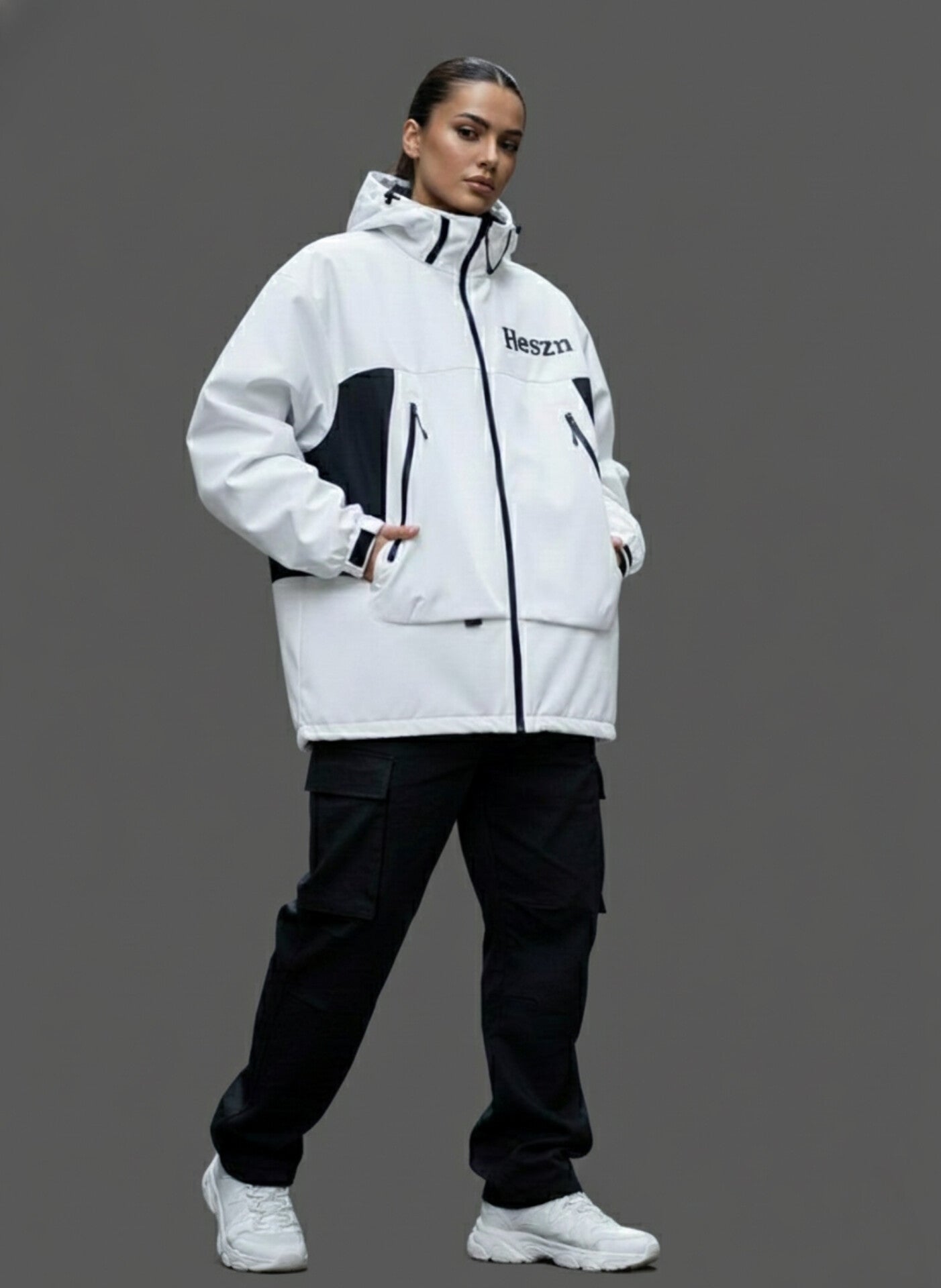 Heszn White & Black Techwear Jacket