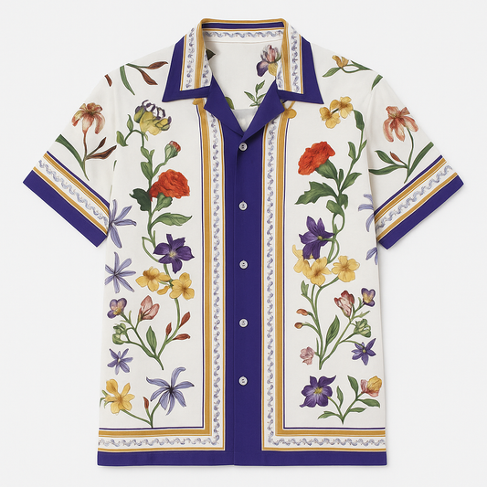 Baroque Floral Print Camp-Collar Shirt