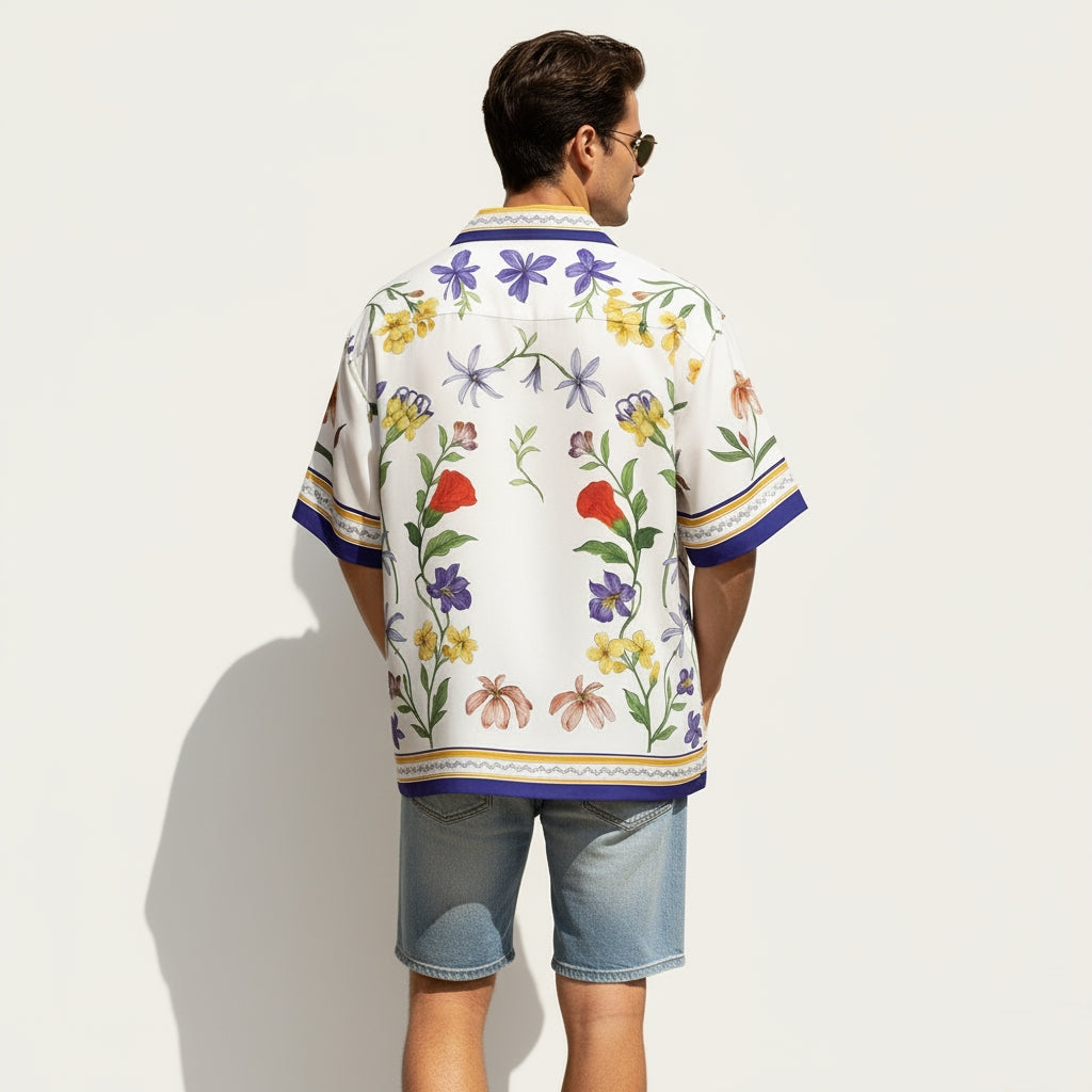 Baroque Floral Print Camp-Collar Shirt
