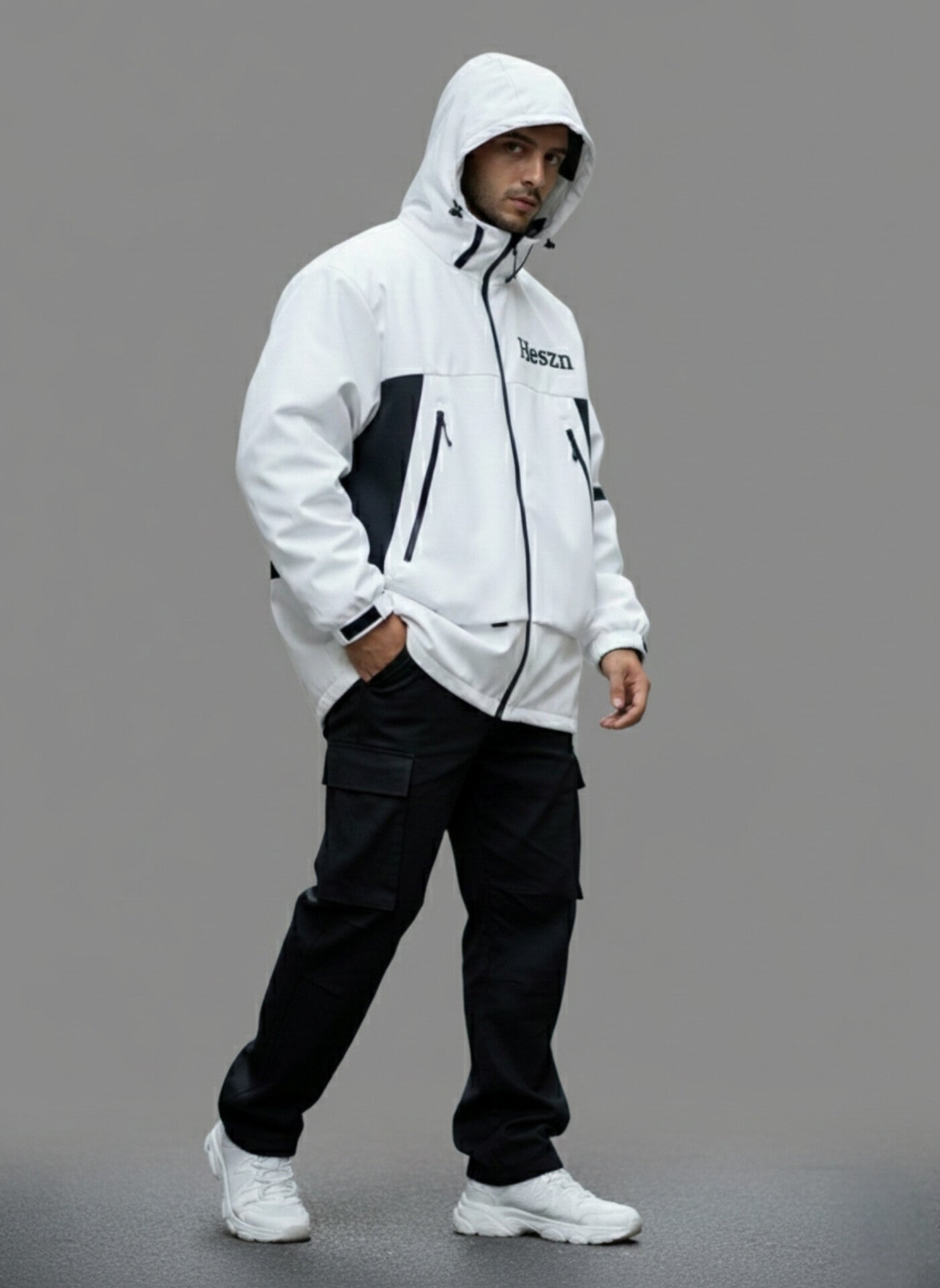 Heszn White & Black Techwear Jacket