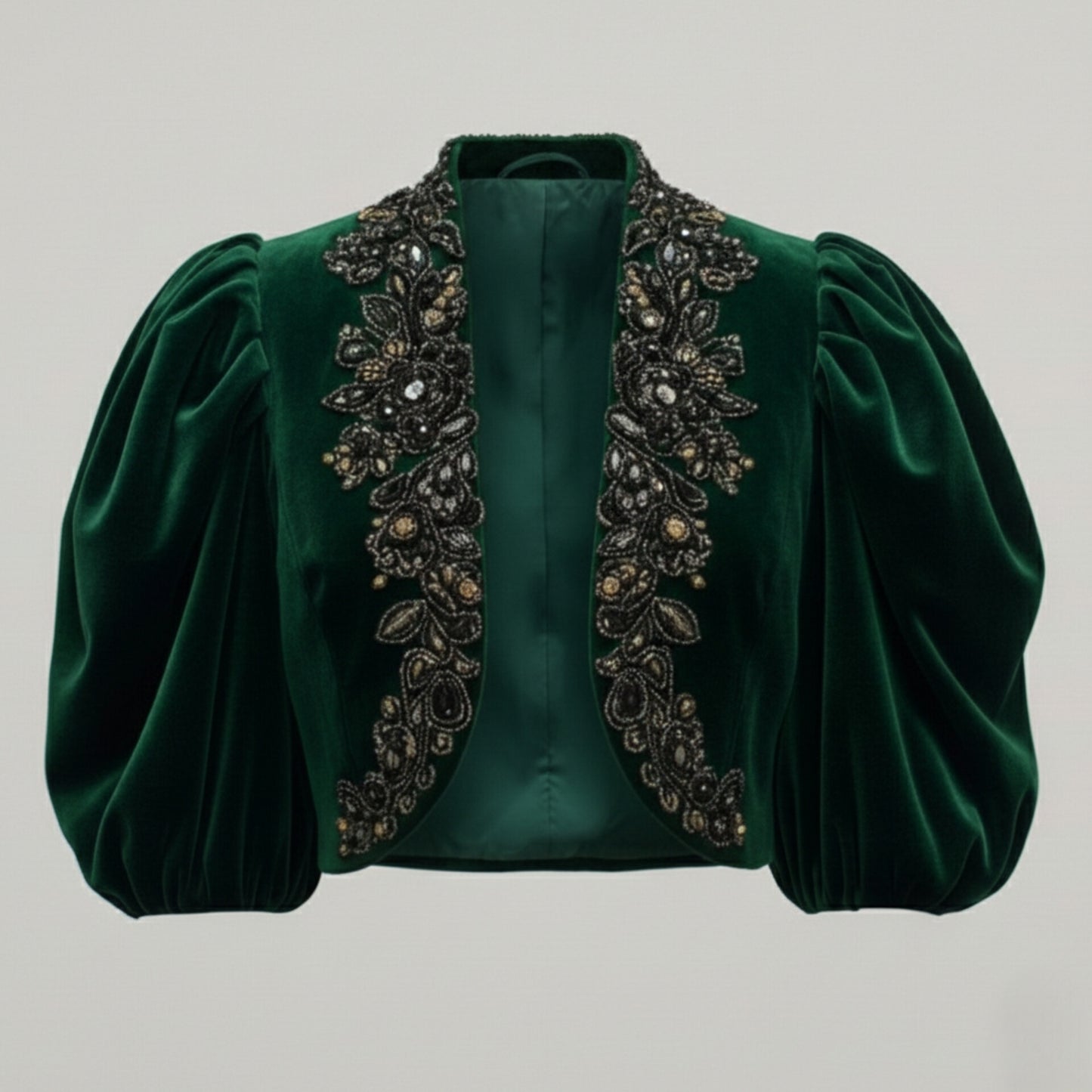 Emerald Velvet & Beaded Bolero Jacket