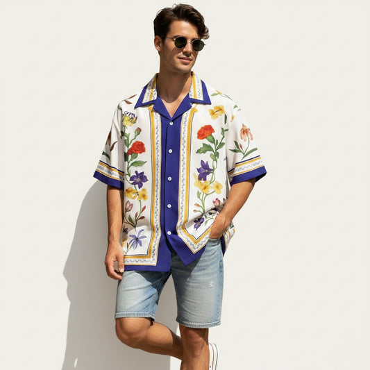 Baroque Floral Print Camp-Collar Shirt