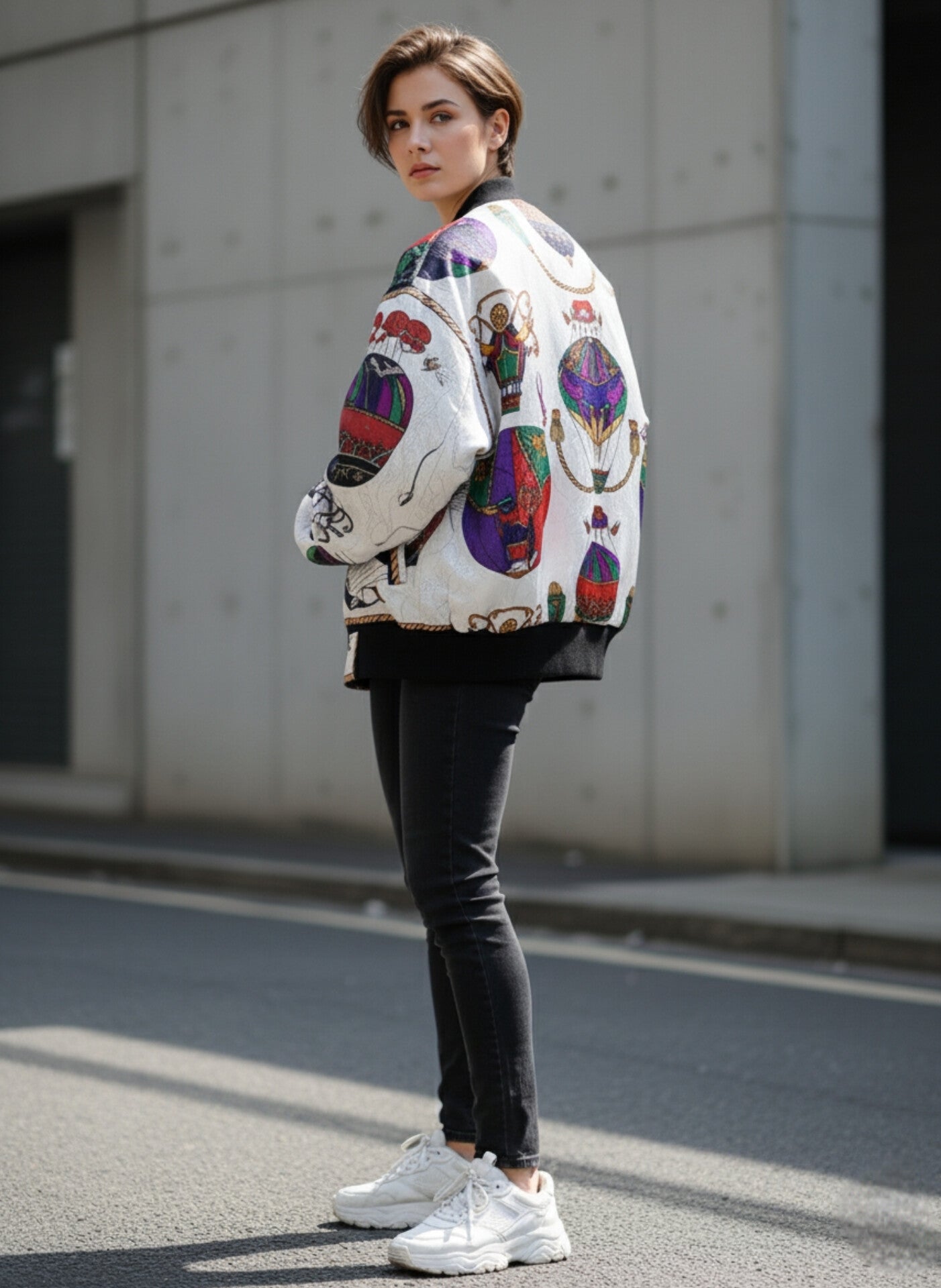 Vintage Silk Hot Air Balloon Paisley Bomber Jacket
