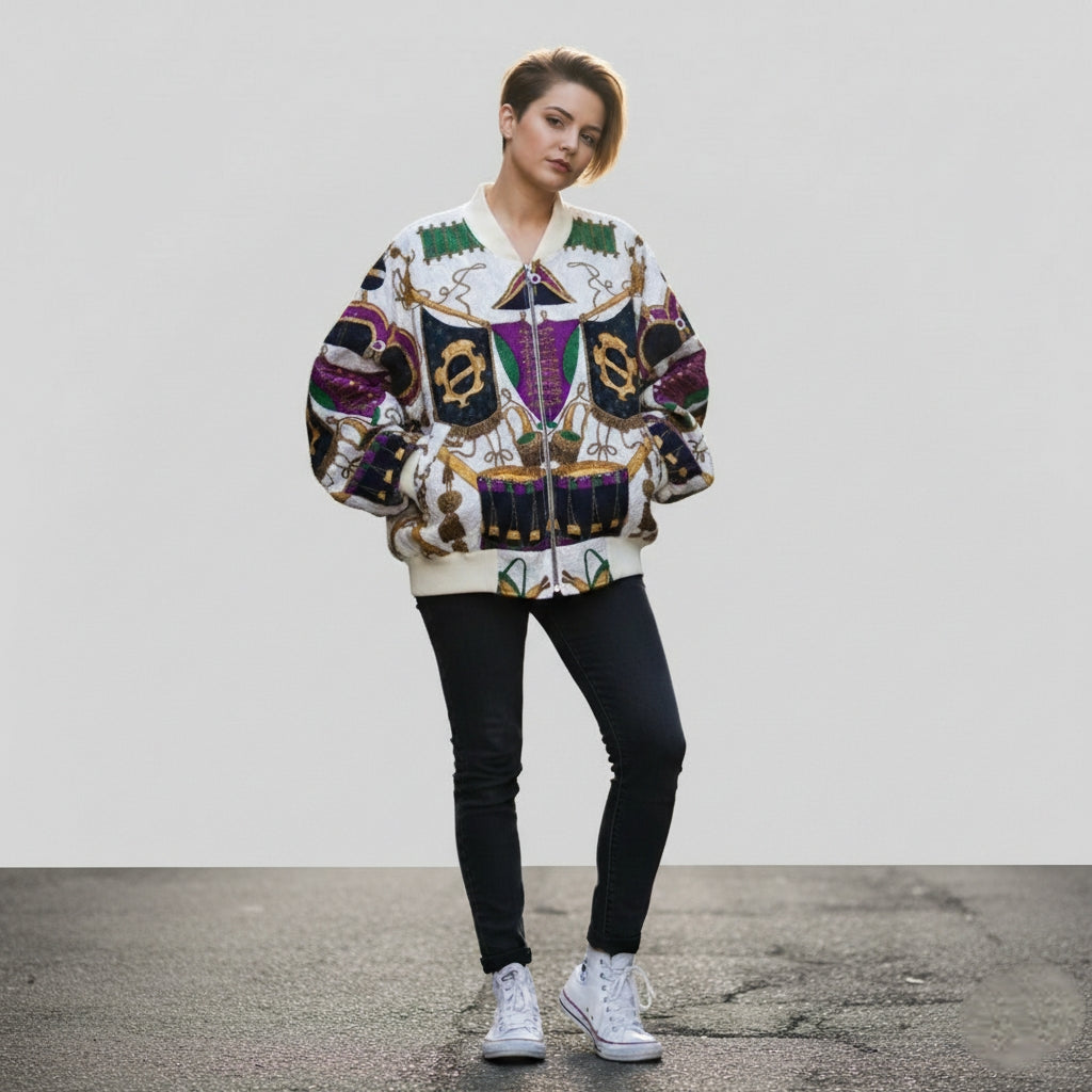 Vintage Embroidered Tapestry Bomber Jacket
