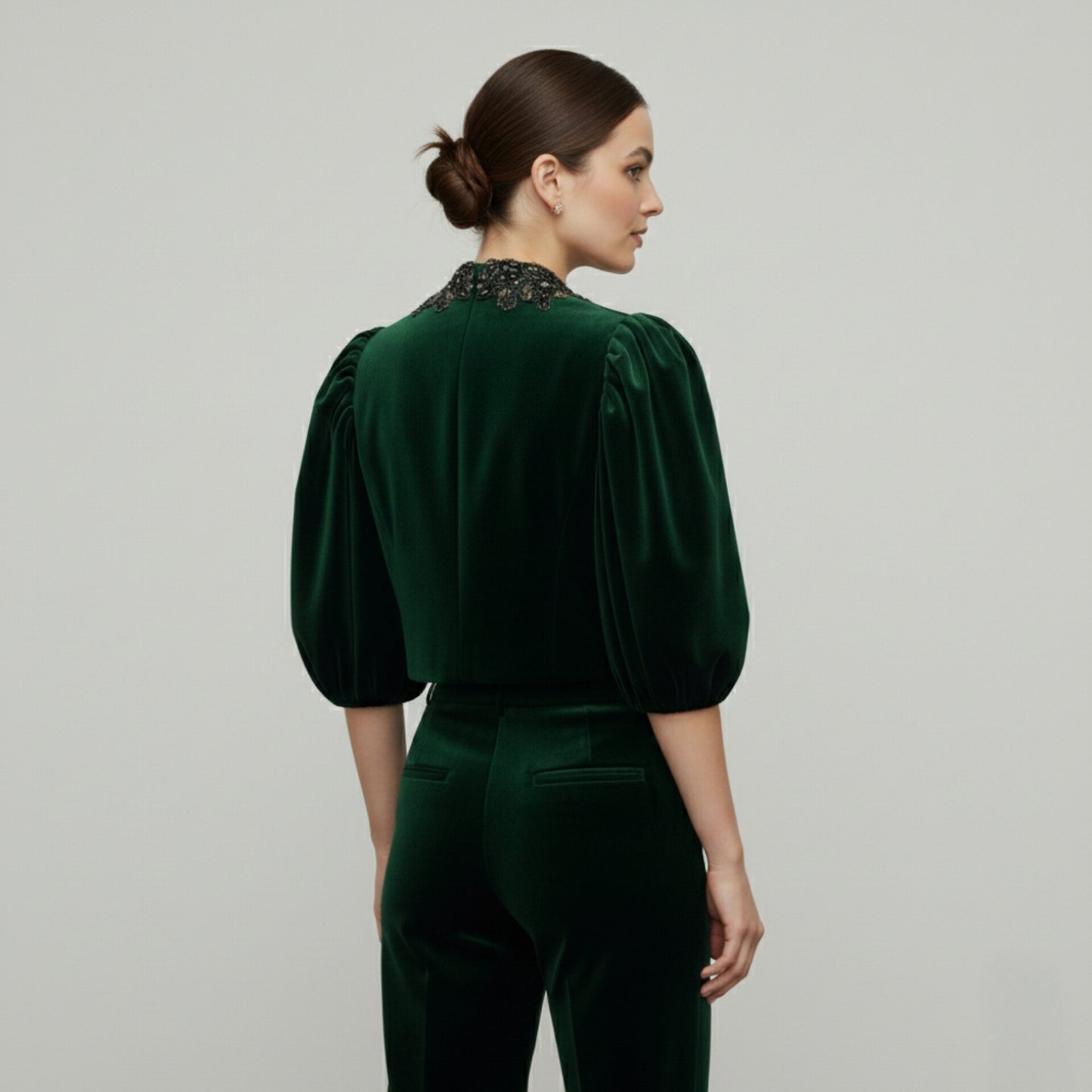 Emerald Velvet & Beaded Bolero Jacket